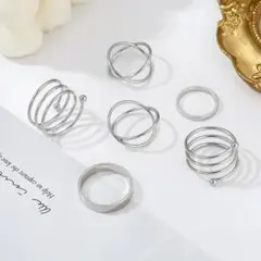 重ね付け シルバー 指輪 6個セット 【お買い得】レディース リング