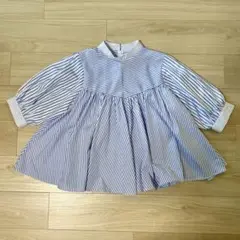 【美品】青と白のストライプ トップス 5分袖