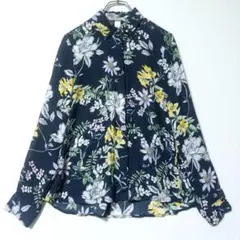 花柄 長袖シャツ M サイズ H&M ブラック