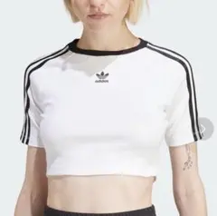 adidas クロップド Tシャツ ホワイト美品xs