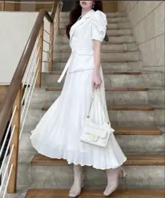 最終値下げROYAL PARTY プリーツ半袖ジャケットワンピース