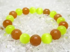 〇【オレンジアベンチュリン×キャッツアイ】天然石ブレスレット