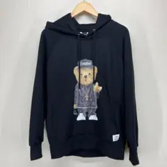 【美品】ベアープリント フードパーカー(ブラック/Ｍ)