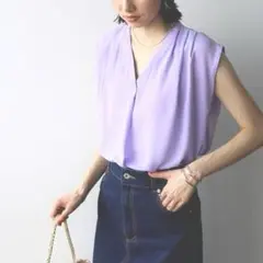【美品】RyuRyu ノースリーブ シャツ パープル M 夏服