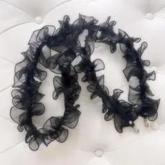 スマホショルダーストラップ フリル ブラック