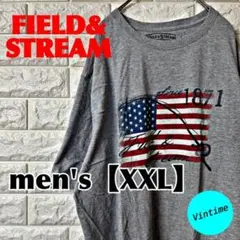 AM47【FIELD＆STREAM】プリントTシャツ【メンズXXL】グレー