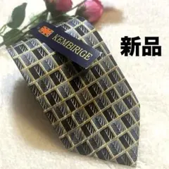 【新品】KEMBIRIGE 葉模様 パターン柄 ブランド ネクタイ ネイビー