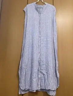 チャオパニックティピー　青×白のストライプ ノースリーブロングワンピース