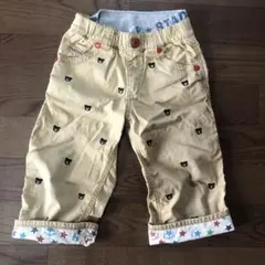 ミキハウス　ダブルBベージュ クマ刺繍 パンツ 130cm