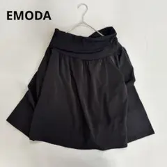 【エモダ】オフショルダーシャツ　黒　ブラック　モード系　シンプル　無地（S）