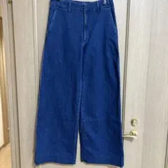 ✨極美品✨ユニクロ　濃い青 ワイドレッグデニムパンツ