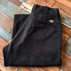 ディッキーズDickies 黒ブラック ストレート ワークパンツ メンズ古着