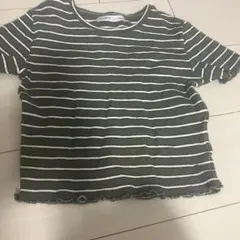 PULL&BEAR オリーブグリーン ストライプ 半袖Tシャツ　Mサイズ