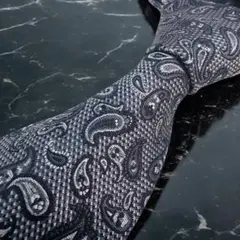 ETRO エトロ ネクタイ 黒 シャドーペイズリー ジャガード ソリッド