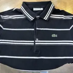 LACOSTE ストライプ ポロシャツ ブラック
