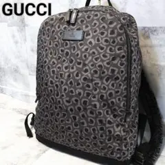 GUCCI グッチ リュック バックパック レオパード グレー キャンバス 豹柄