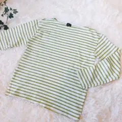 ensuite エンスウィート　緑と白のボーダー長袖Tシャツ　160サイズ