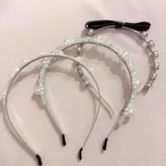 パール・クリスタル キラキラ ヘアバンド 3個セット