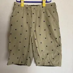 laundryカーキ色 星柄刺繍 ハーフパンツ