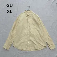 GUジーユー【XL】ボタンダウンコットン長袖シャツ クリームイエロー 羽織り