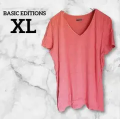 BASIC EDITIONS 【XL】 ピンク Vネック 半袖Tシャツ