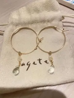 アガット フープピアス チャーム 付き