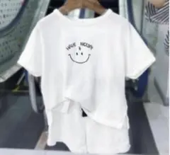100cm コットン100％ 上下セット セットアップ ホワイト スマイル 白