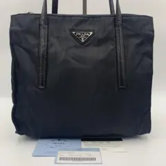カード付・美品✨ プラダ トートバッグ ナイロン 三角プレート 金具 レザー