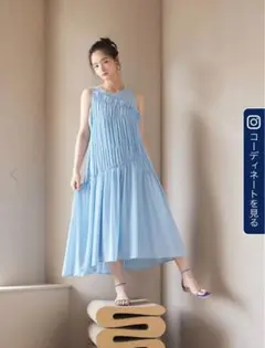fifth ランダムギャザーシフォンワンピース ブルー M