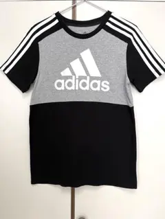 adidas 3本ライン Tシャツ グレー/ブラック　　160