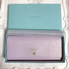 新品 サマンサタバサ ビジューフラワーモチーフ 本革 長財布 ベビーピンク