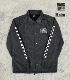 【チェッカープリント】VANS ヴァンズ/コーチジャケット/黒/M/ボア/袖プリ