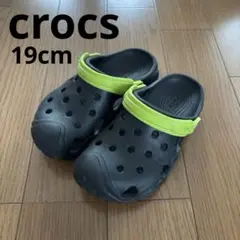 crocs クロックス ブラック ライム J1 19cm キッズ