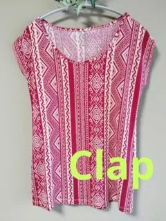 Clap✩赤と白の幾何学模様半袖トップス✩