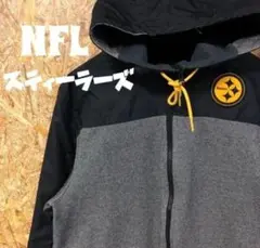 ナイキ☆NFL スウッシュ刺繍ロゴ ジップパーカー スティーラーズ アメフト