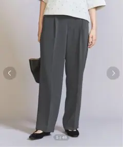 【美品】BEAUTY&YOUTH タックワイドストレートパンツ グレー