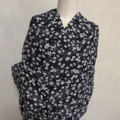 紺色白花柄 浴衣単品　丁寧な手縫い　リメイクでも可愛いお洋服に♡