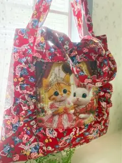 *お試し価格♡折り畳みエコバッグ♡ハンドメイド♡猫×うさぎ♡持ち手2種類♪