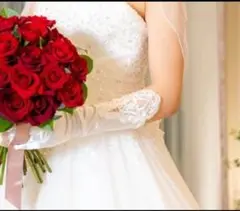 ホワイト サテン ウェディンググローブ　結婚式