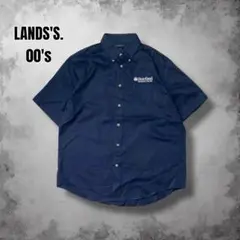 00s LANDSEND 企業ロゴ 半袖ワークシャツ ユニフォーム ヘビーオンス