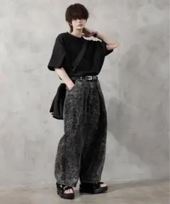 アドラー デニム パンツ 黒 ヴィンテージメイクワイドテーパードデニム