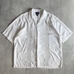 【90s vintage】リネン×レーヨン　開襟シャツ　レーヨンシャツ　50s