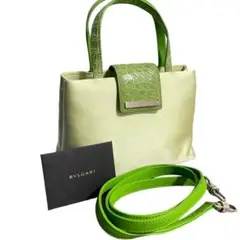 BVLGARI ブルガリ クロコダイル×シルク 2way ミニハンドバッグ