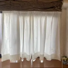 オーダーメイド ホワイト 葉っぱ リーフ 刺繍入りレースカーテン レース 2枚