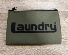 laundry ロゴ入り オリーブグリーン ポーチ