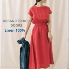 URBAN RESEARCH DOORS 半袖ロングワンピースレッドフリーサイズ