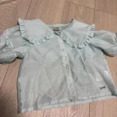 新品　タグなし　Pupil House 水色フリル襟シャツ 120