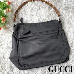 【極美品✨】 GUCCI グッチ バンブー ナイロン ハンドバッグ ブラック 黒