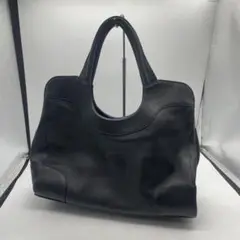 FURLA フルラ 本革 トートバッグ 黒 ファスナー金具変色あり 裏面鍵なし