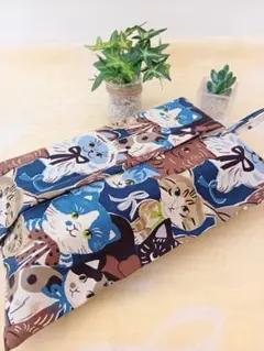 ボックスティッシュカバー(猫さん大集合ネイビー)